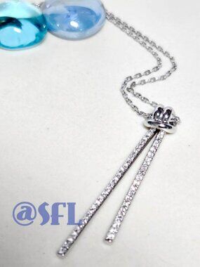 Authentic Swarovski Knot Silver Pendant Necklace Rhodium Plated Clear Crystals